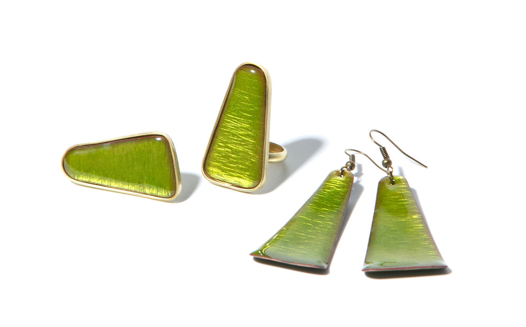 Zagara - peridot zöld színű egyedi tűzzománc gyűrű