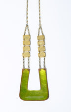 Zagara - egyedi kalapált tűzzománc nyakék peridot zöld színben