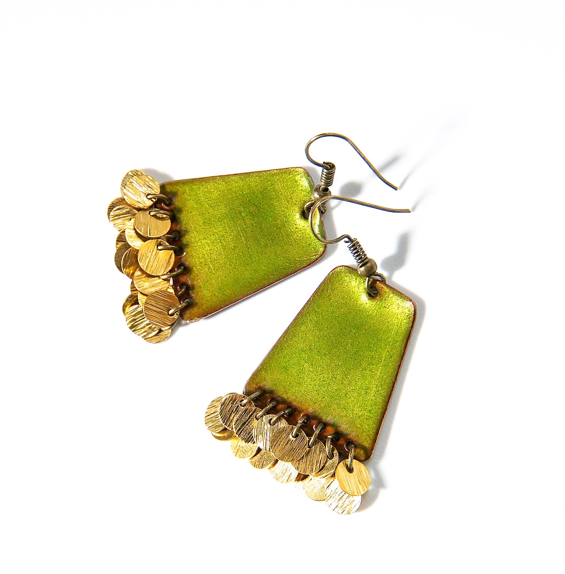 Zagara - világoszöld tűzzománc fülbevaló