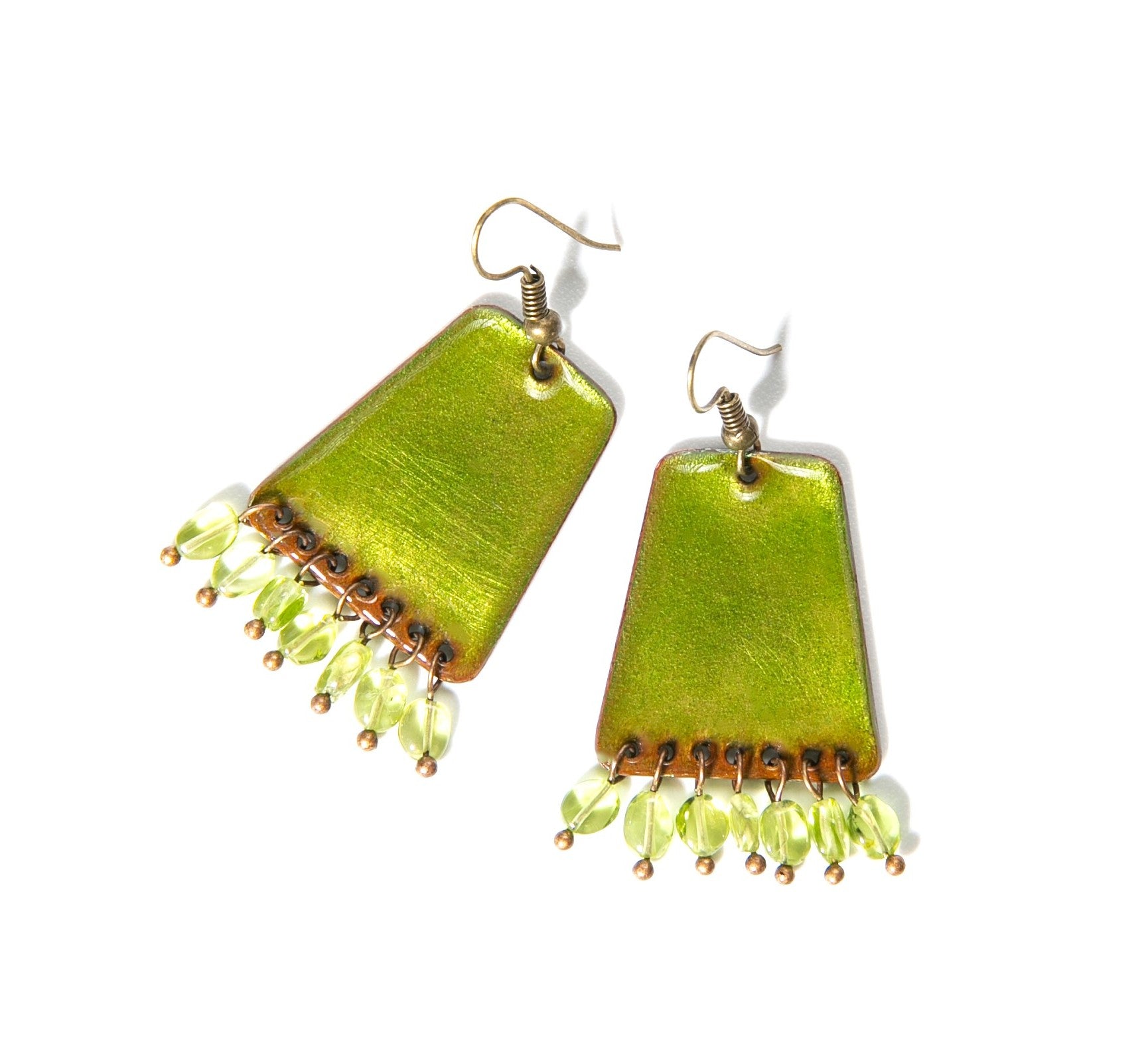 Zagara - világoszöld tűzzománc fülbevaló