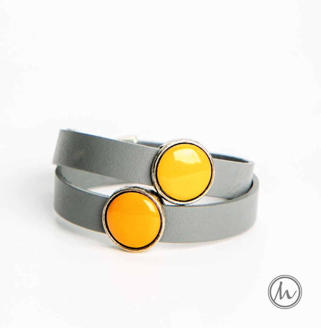 Sunny Clouds bőr karkötő okkersárga-szürke színekben