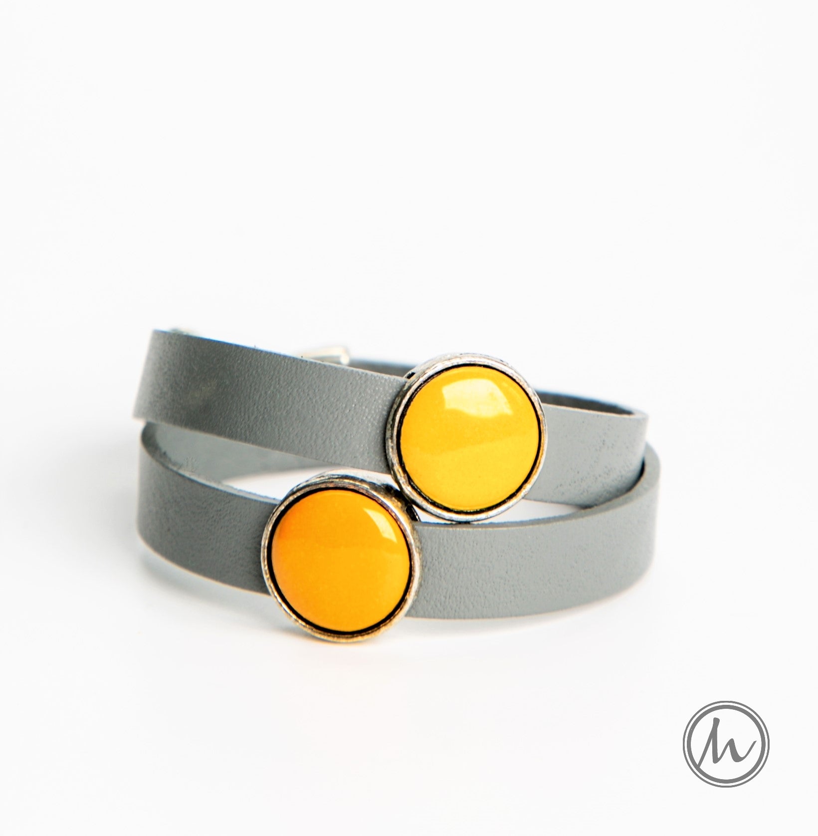 Sunny Clouds bőr karkötő okkersárga-szürke színekben