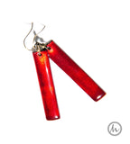 Almendra - hosszúkás tűzzománc fülbevaló rubinvörös