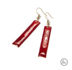 Almendra - hosszúkás tűzzománc fülbevaló rubinvörös