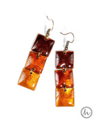 Karamell - szögletes tűzzománc fülbevaló