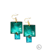 Chefchaouen - szögletes tűzzománc fülbevaló