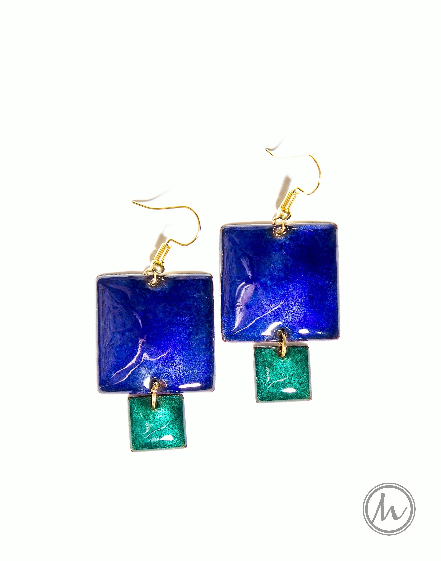 Chefchaouen - szögletes tűzzománc fülbevaló