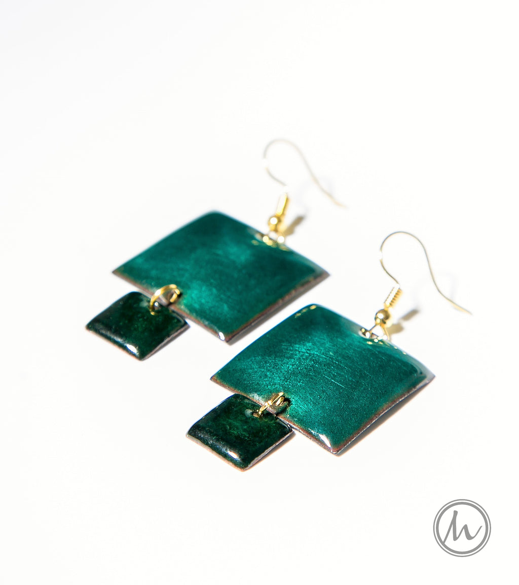 Chefchaouen - szögletes tűzzománc fülbevaló