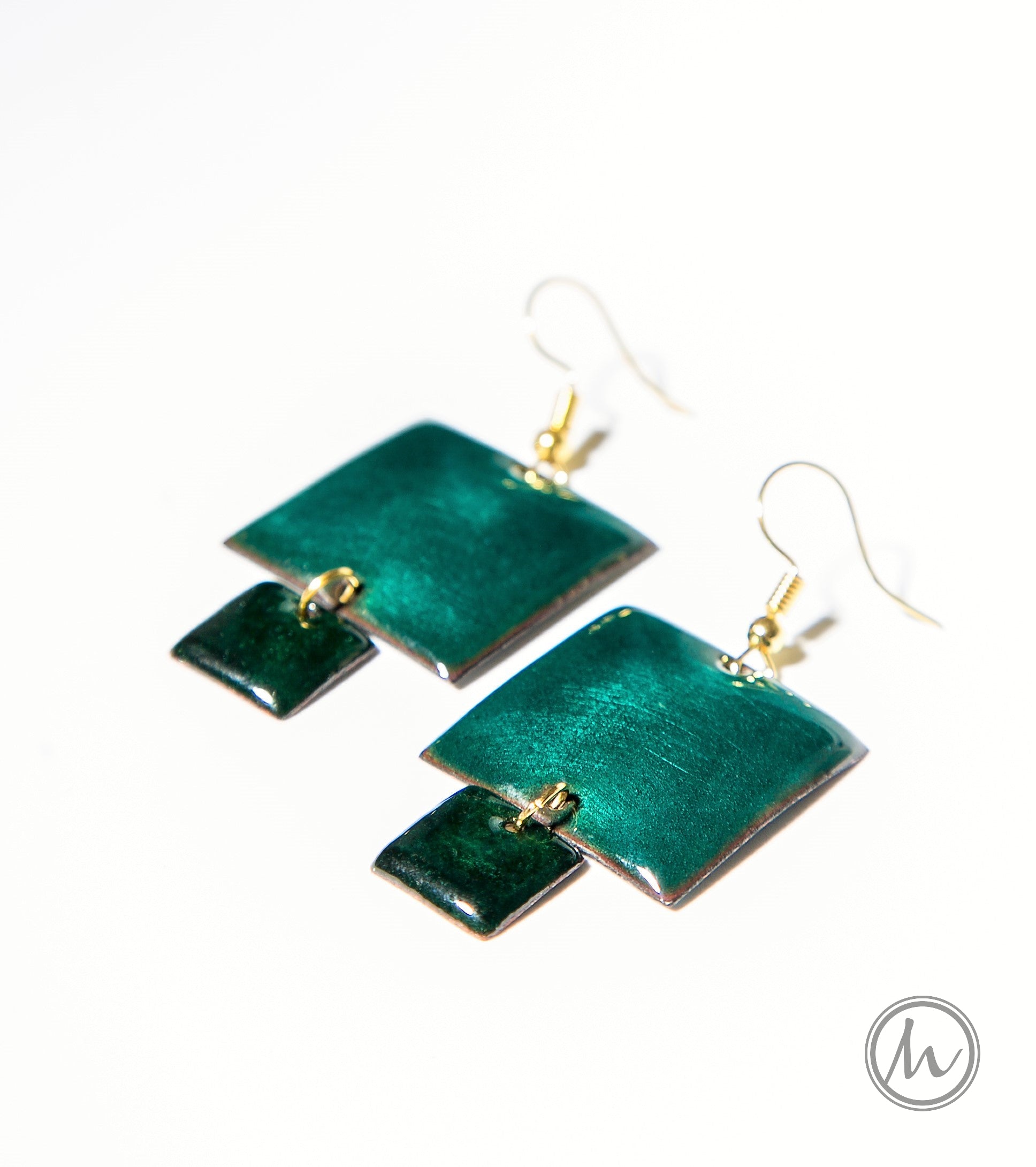 Chefchaouen - szögletes tűzzománc fülbevaló