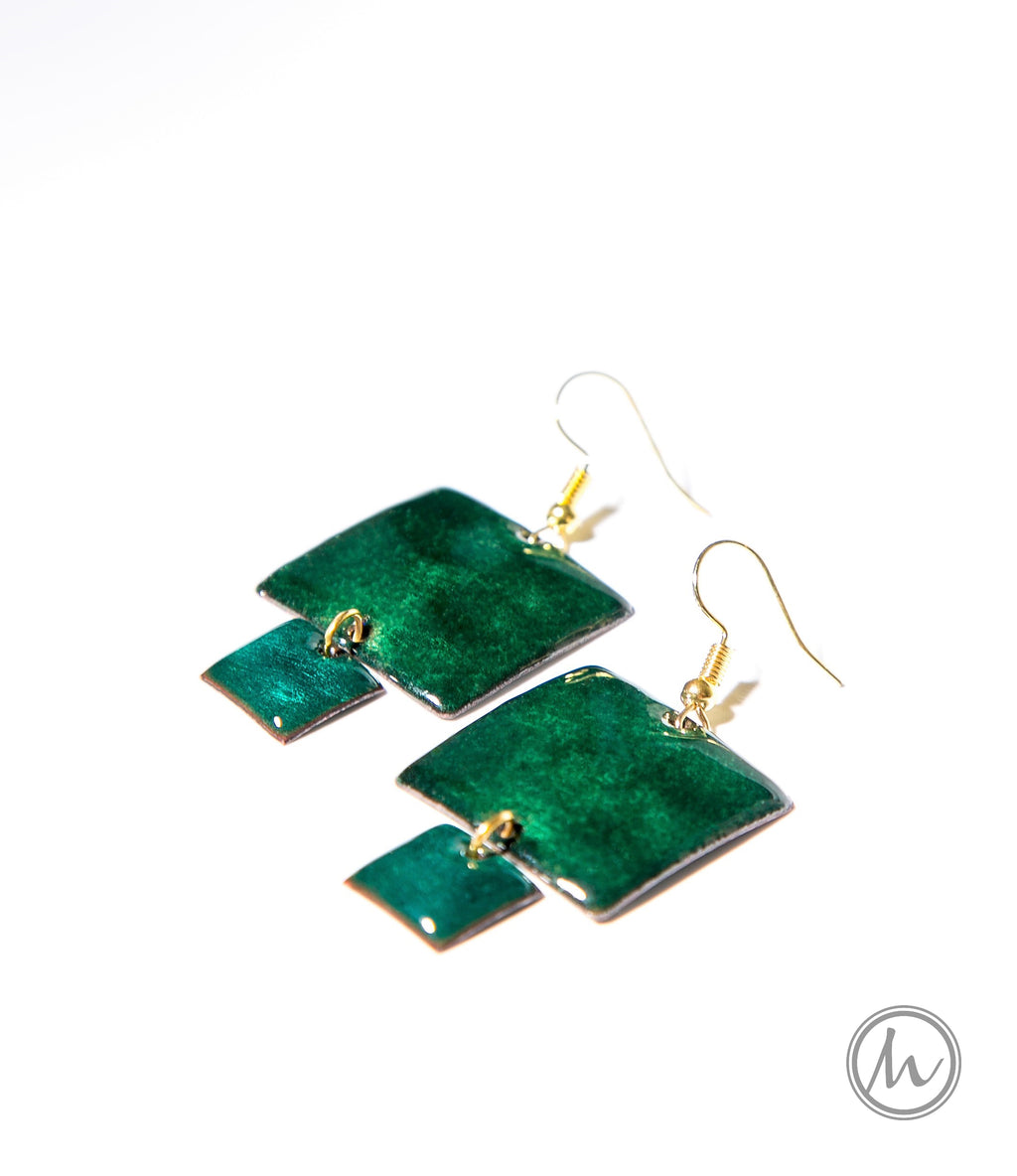 Chefchaouen - szögletes tűzzománc fülbevaló