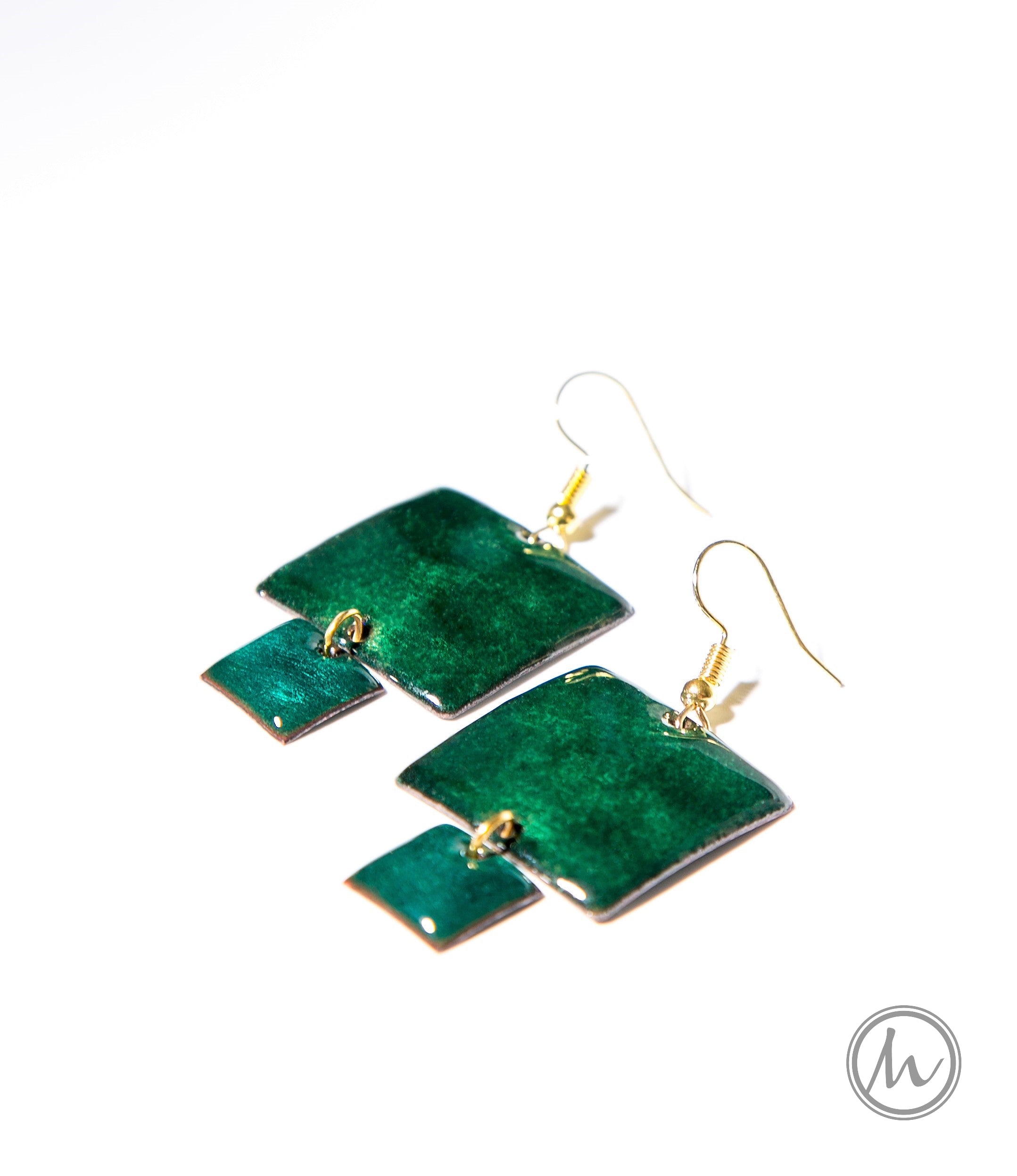 Chefchaouen - szögletes tűzzománc fülbevaló