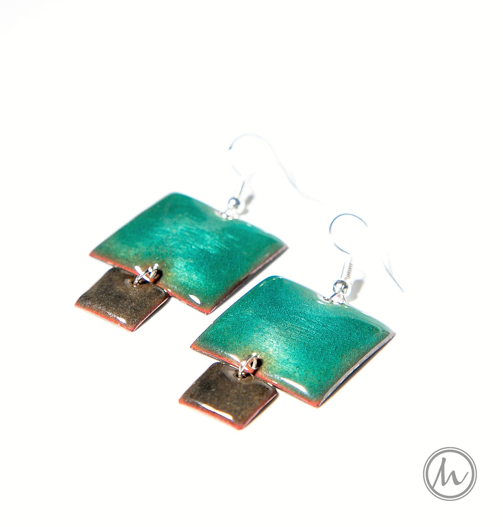 Chefchaouen - szögletes tűzzománc fülbevaló