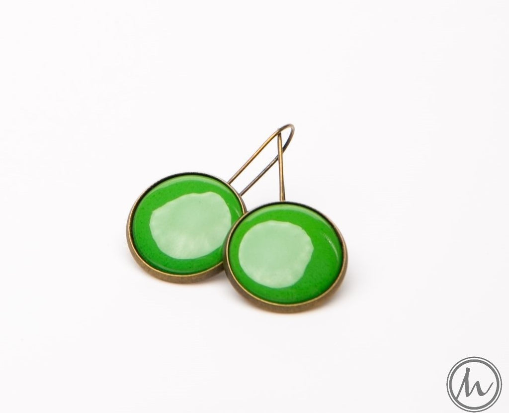 Kapcsos tűzzománc fülbevaló - fűzöld