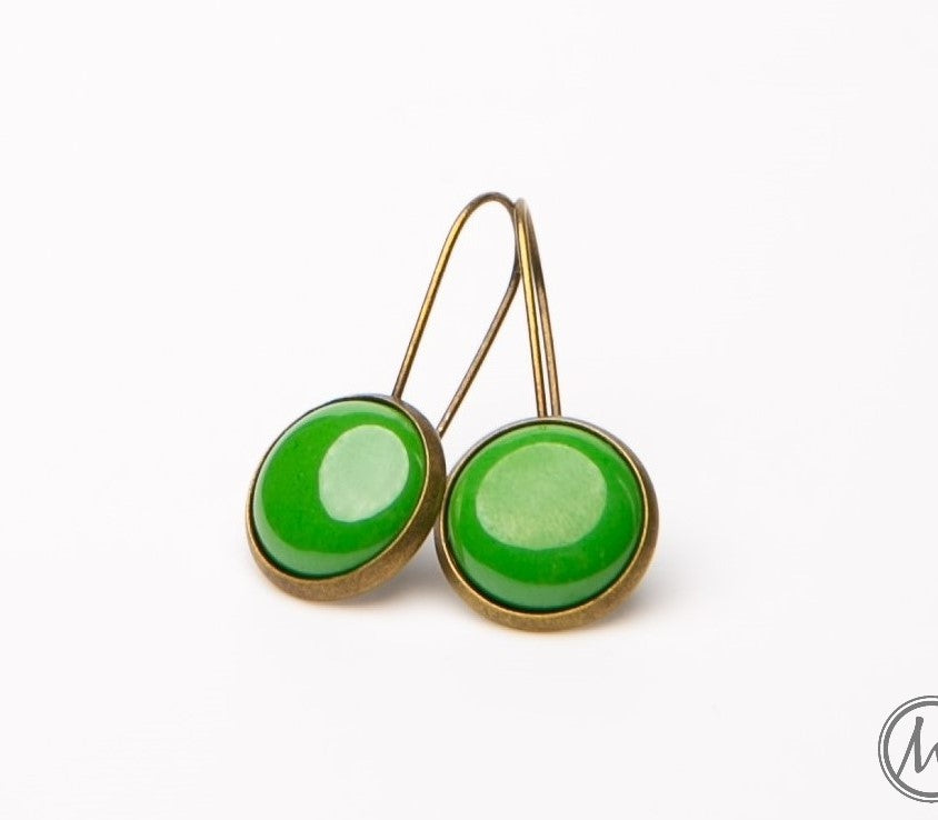 Kapcsos tűzzománc fülbevaló - fűzöld