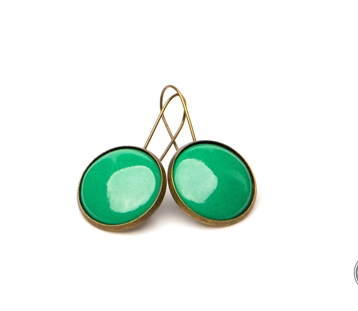 Kapcsos tűzzománc fülbevaló - zöld árnyalatok