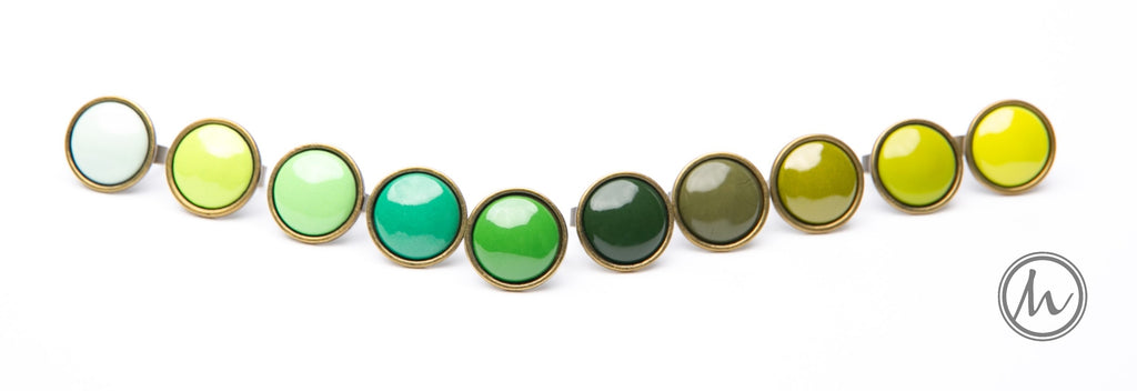 Kapcsos tűzzománc fülbevaló - erdőzöld