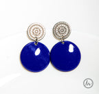 Hópihék - tűzzománc fülbevaló mintázott fém koronggal