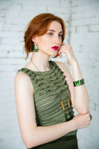 Laurier - sötétzöld tűzzománc fülbevaló