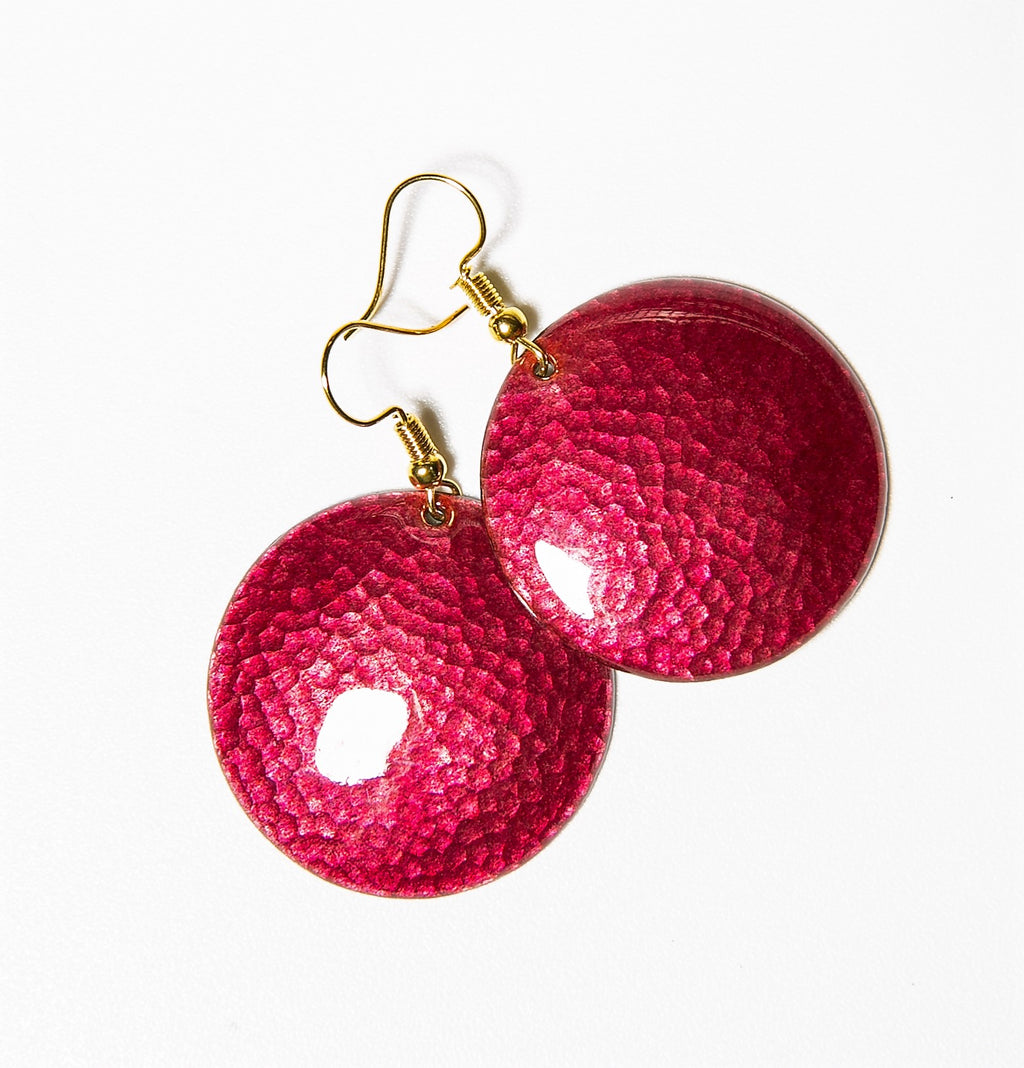 Martelado - kalapált kerek tűzzománc fülbevaló