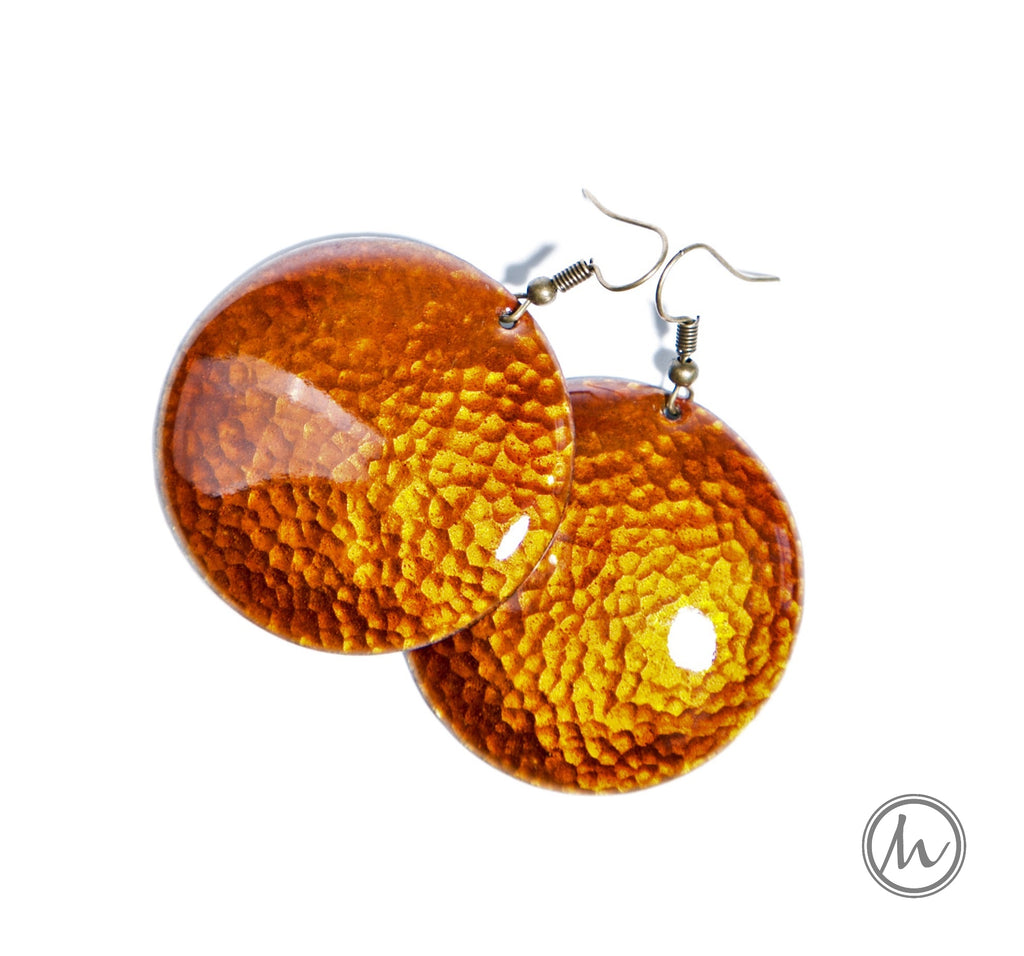 Martelado - kalapált kerek tűzzománc fülbevaló