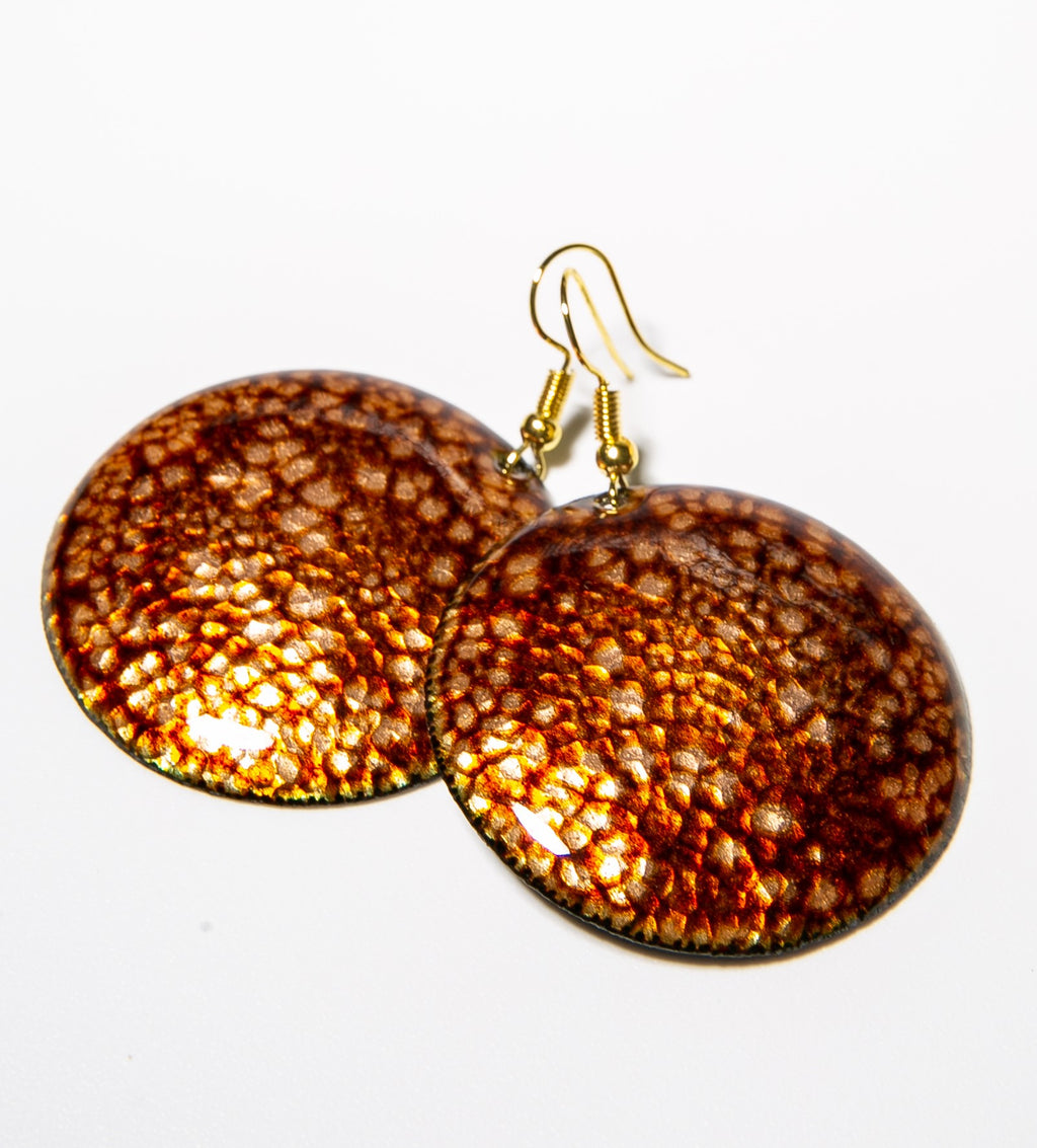 Martelado - kalapált kerek tűzzománc fülbevaló