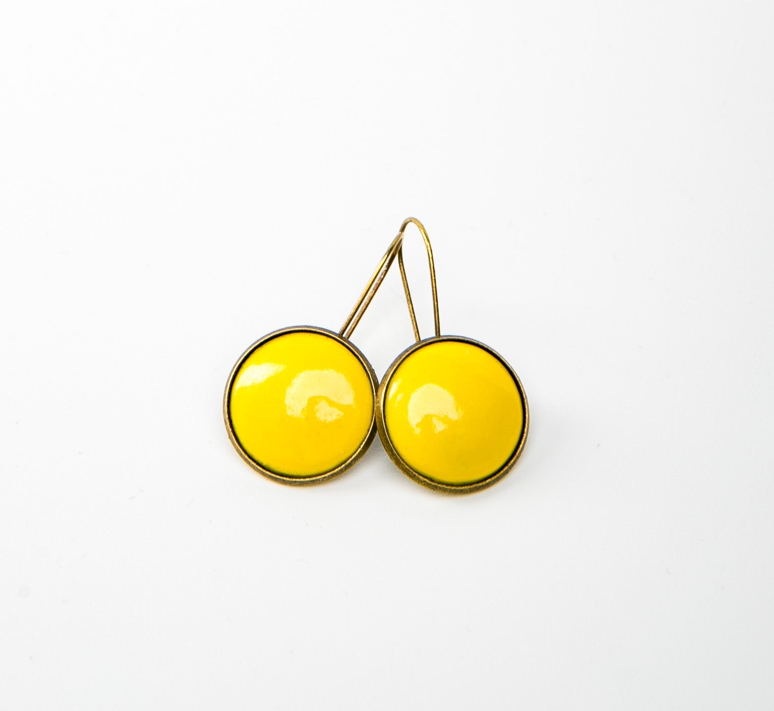 Kapcsos tűzzománc fülbevaló - sárga árnyalatok