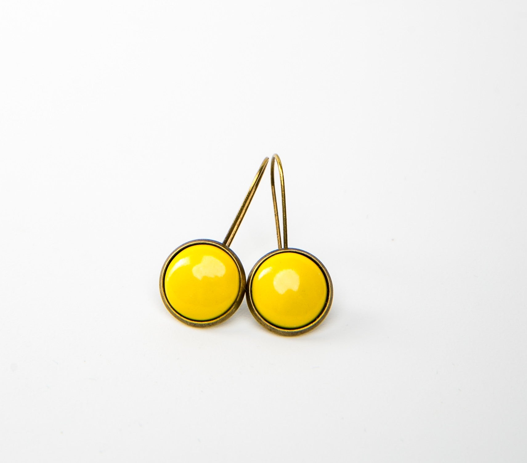 Kapcsos tűzzománc fülbevaló - sárga árnyalatok