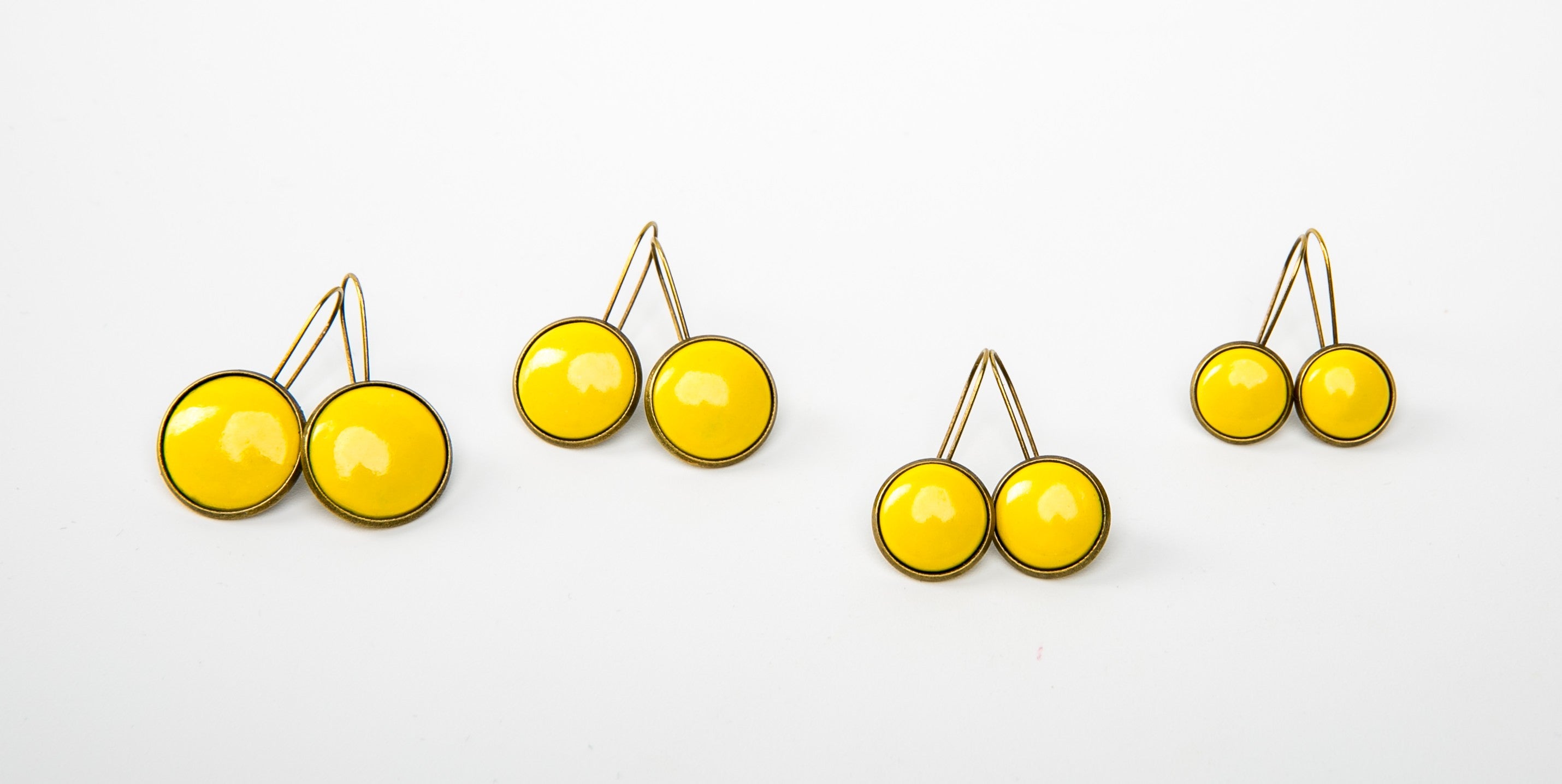 Kapcsos tűzzománc fülbevaló - sárga árnyalatok