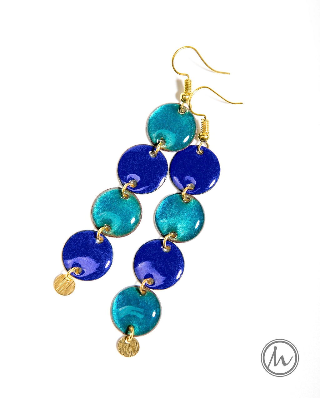 Neelima - tűzzománc fülbevaló kék árnyalatokban