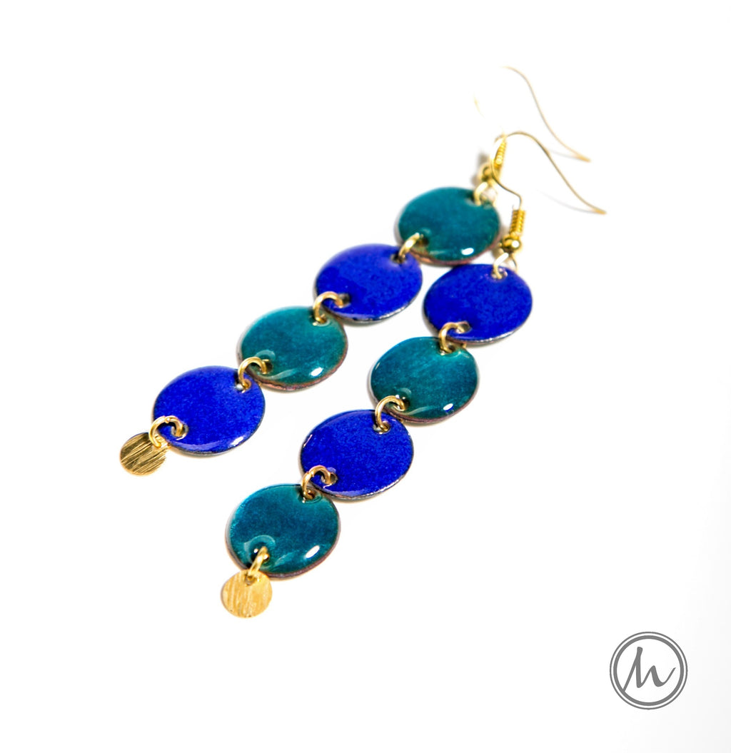 Neelima - tűzzománc fülbevaló kék árnyalatokban