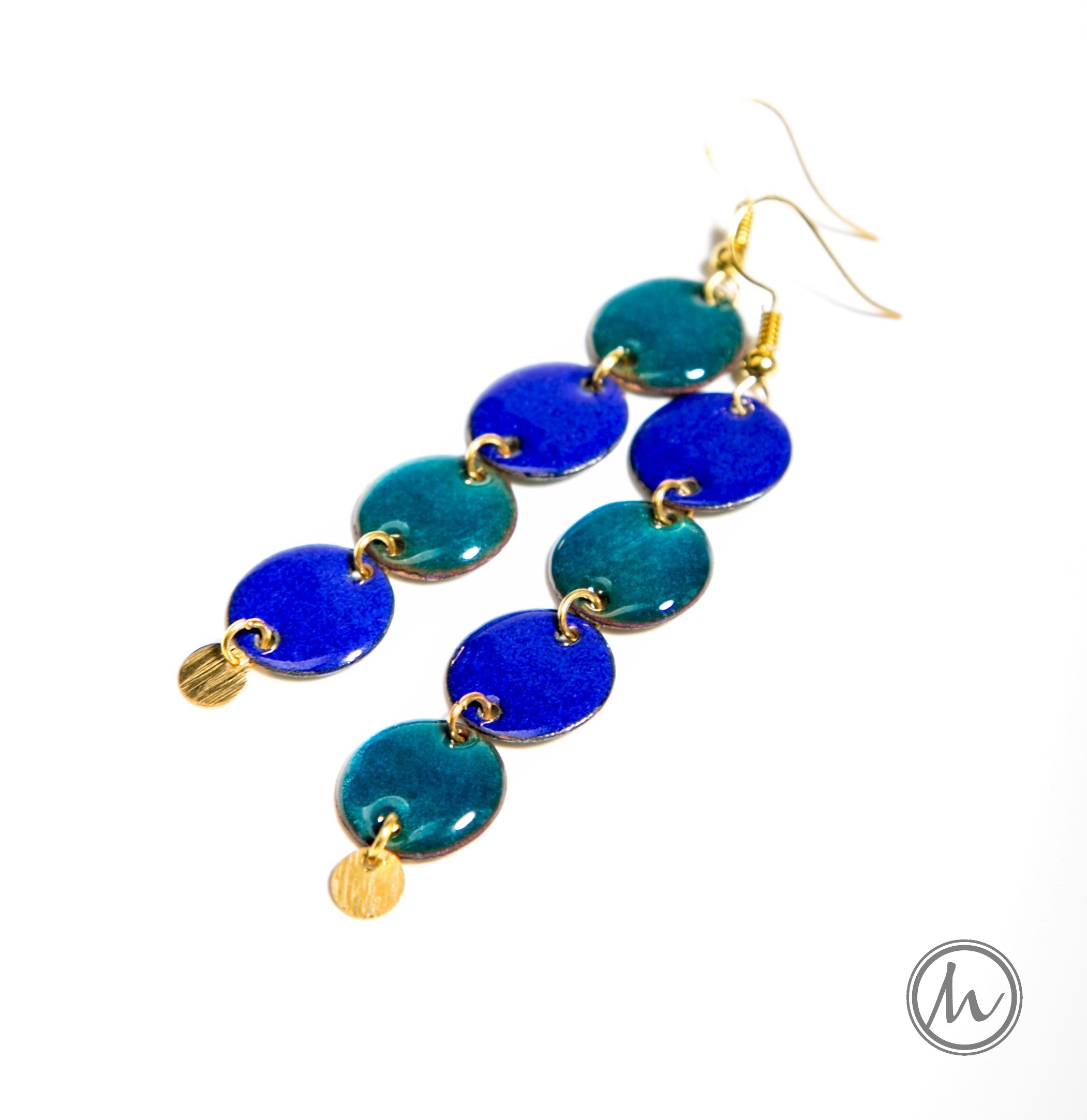 Neelima - tűzzománc fülbevaló kék árnyalatokban