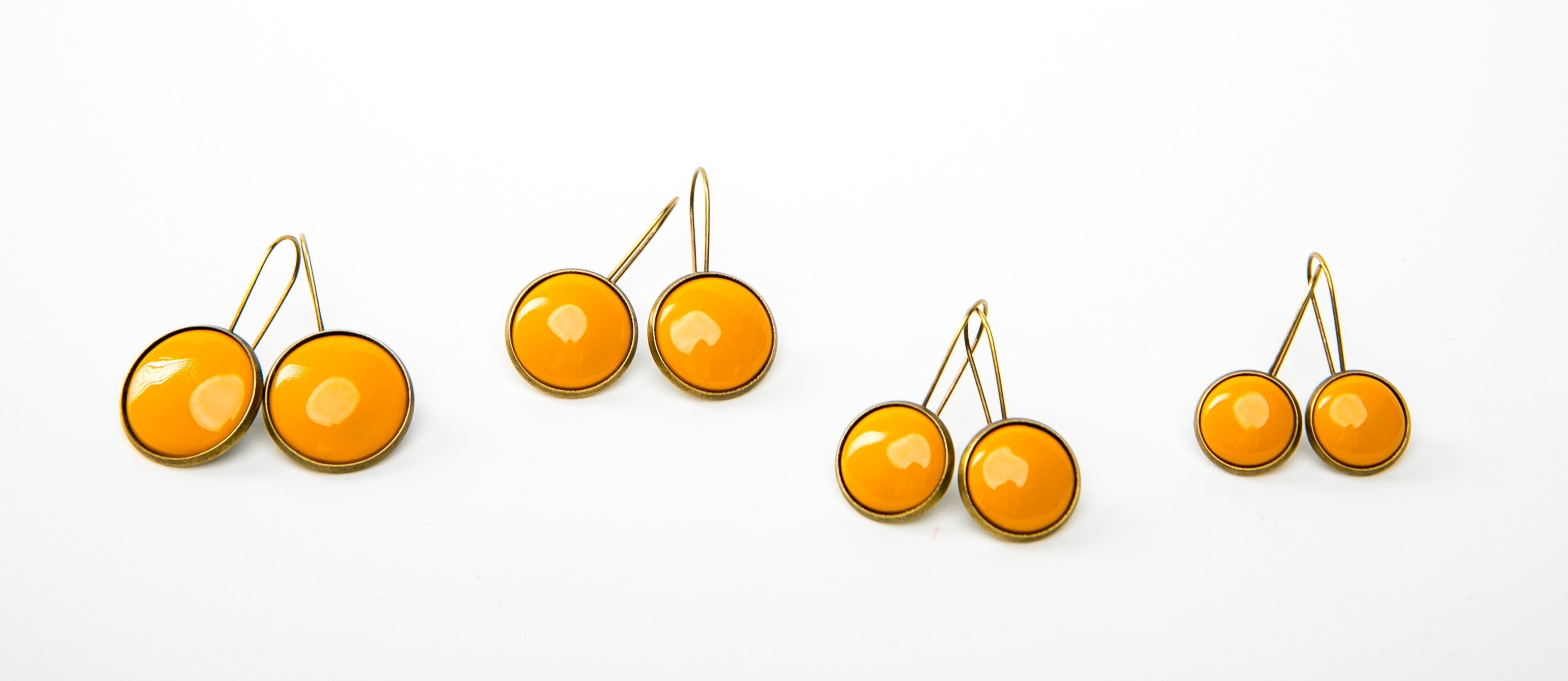 Kapcsos tűzzománc fülbevaló - sárga árnyalatok