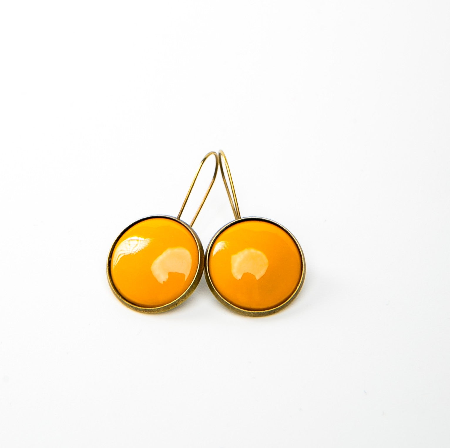 Kapcsos tűzzománc fülbevaló - sárga árnyalatok