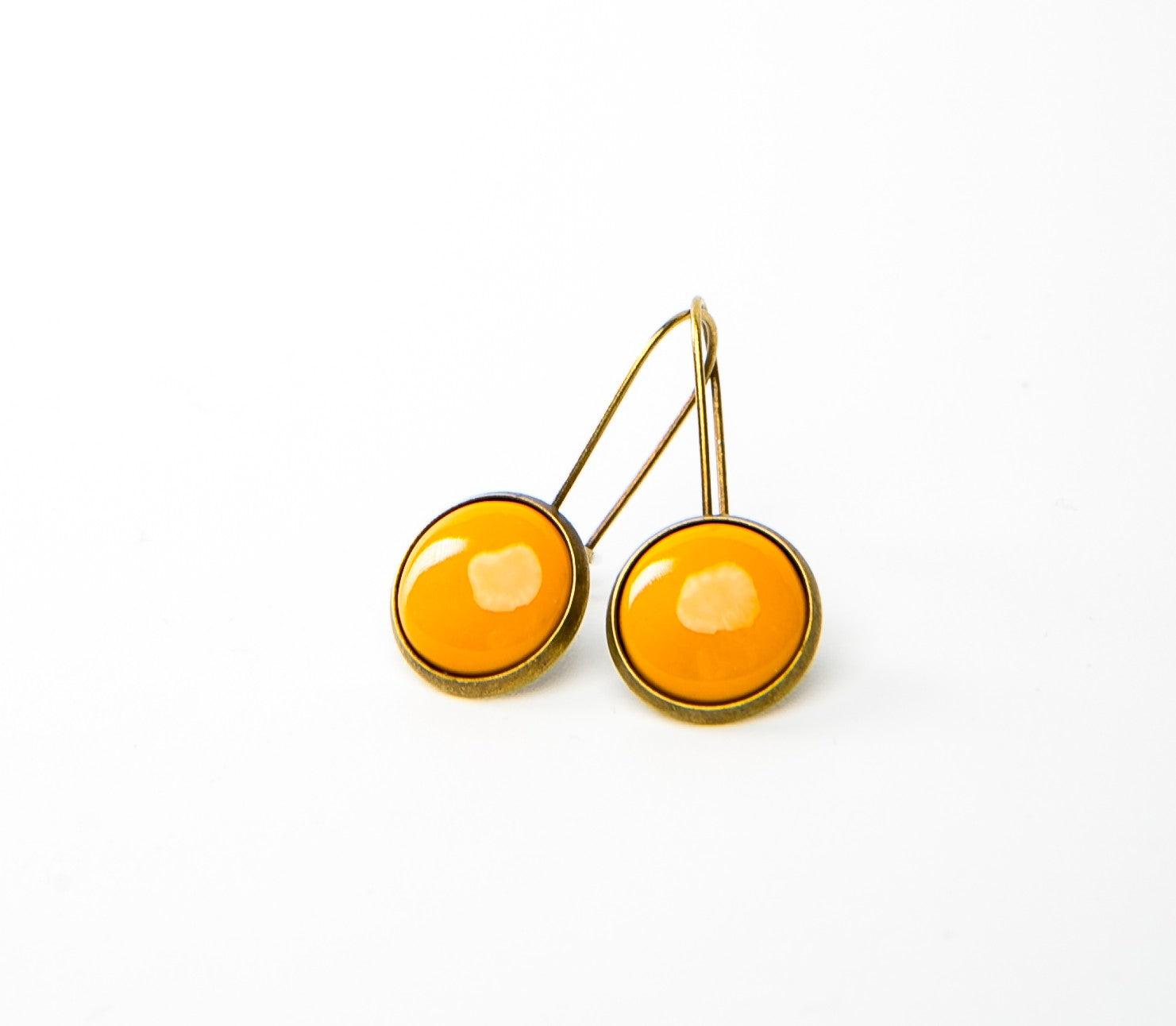 Kapcsos tűzzománc fülbevaló - sárga árnyalatok