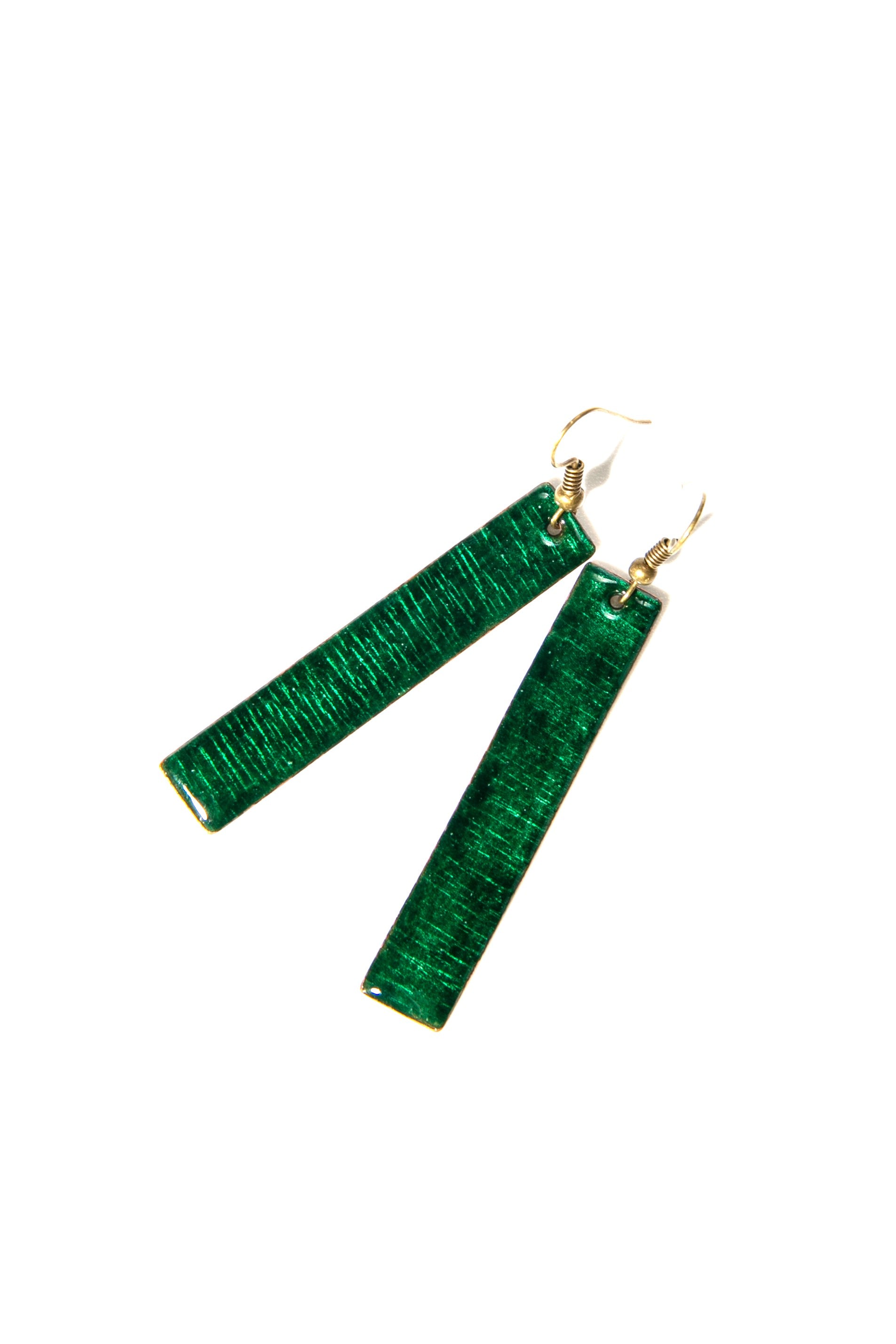 Verde - kalapált hosszúkás tűzzománc fülbevaló