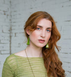 Zagara - világoszöld kalapált tűzzománc fülbevaló