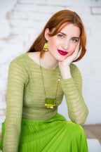 Zagara - világoszöld szögletes tűzzománc nyaklánc